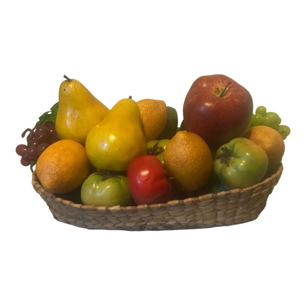 Vintage  Artificial Fruits Apple Grapes Lemon Lime Tomato MCM Country Farmhouse